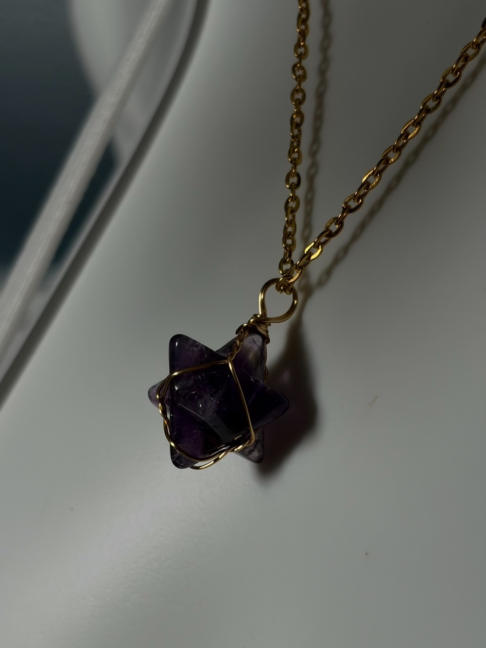 Amethyst Geometric Wrapped Ball Pendant Necklace 💜✨